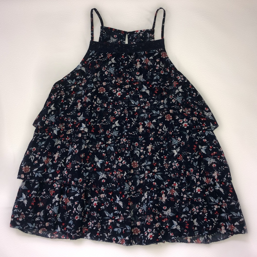 Red, White, & Blue Halter Tri Ruffle Blouse